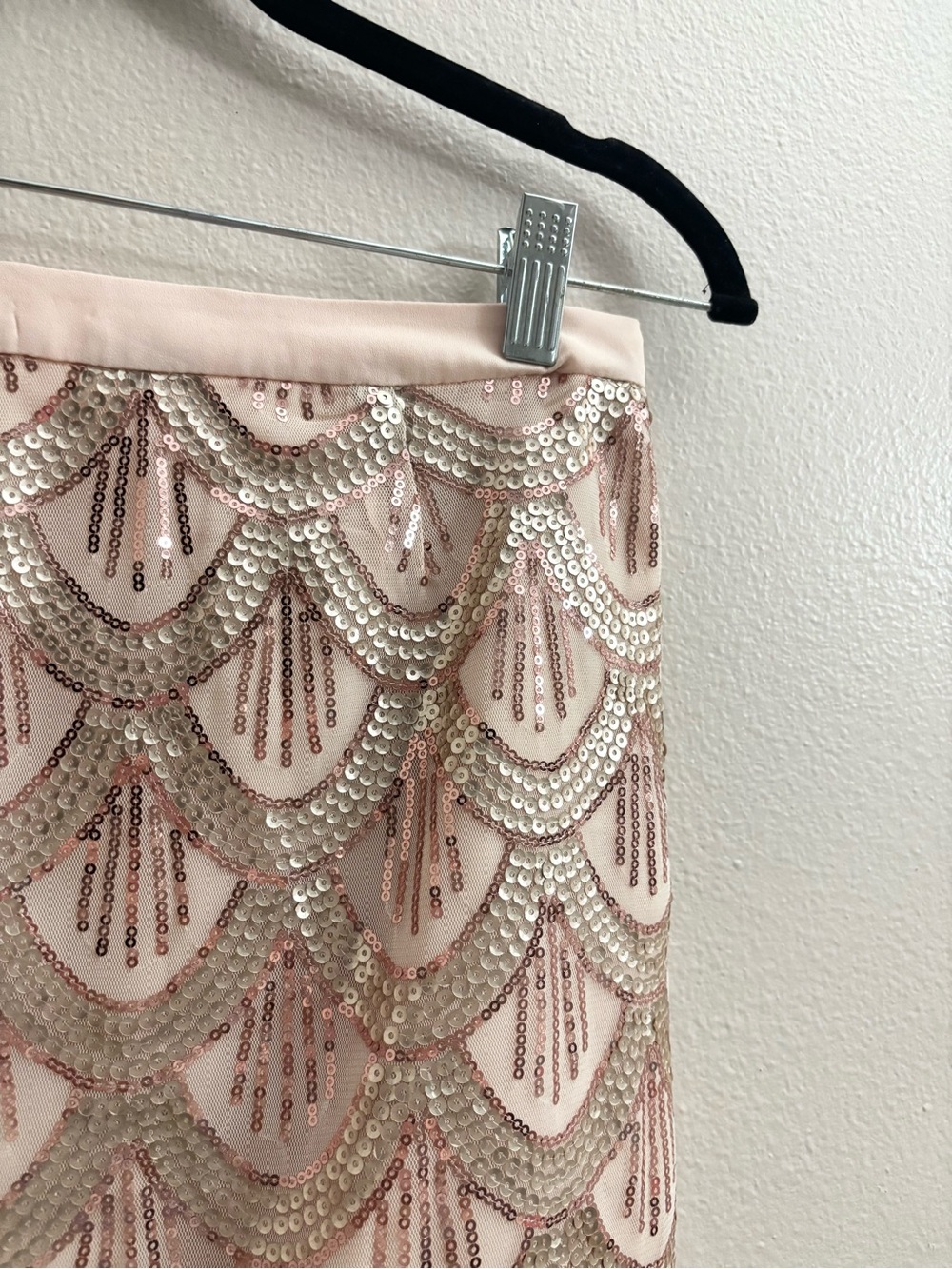 NWT Free People Sequin Scallop Mini Skirt - Rose Gold - Picture 9 of 13